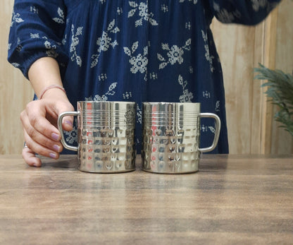 Stainless Steel Hammered Finish Double-Walled Insulated Cup Set of 2pcs.