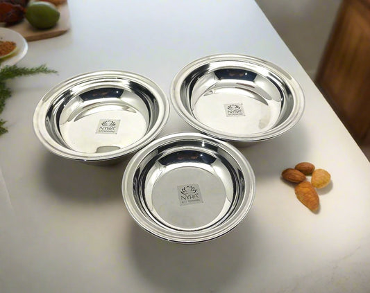 Stainless Steel Dahivada Serving Bowl | Deep Round Bowls for Serving and Dining - Available in 3 Sizes | Set of 6 pcs