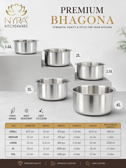 Premium Aluminium Induction Base Tope/Bhagona - 5 Sizes