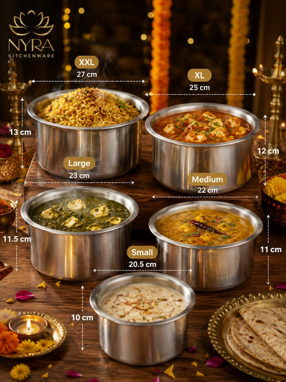 Premium Aluminium Induction Base Tope/Bhagona - 5 Sizes