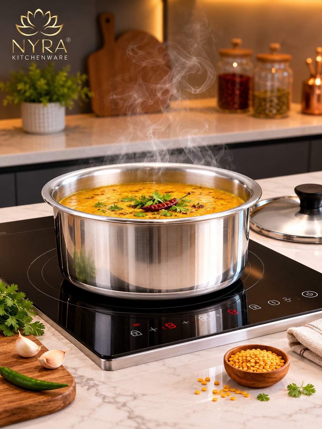 Premium Aluminium Induction Base Tope/Bhagona - 5 Sizes