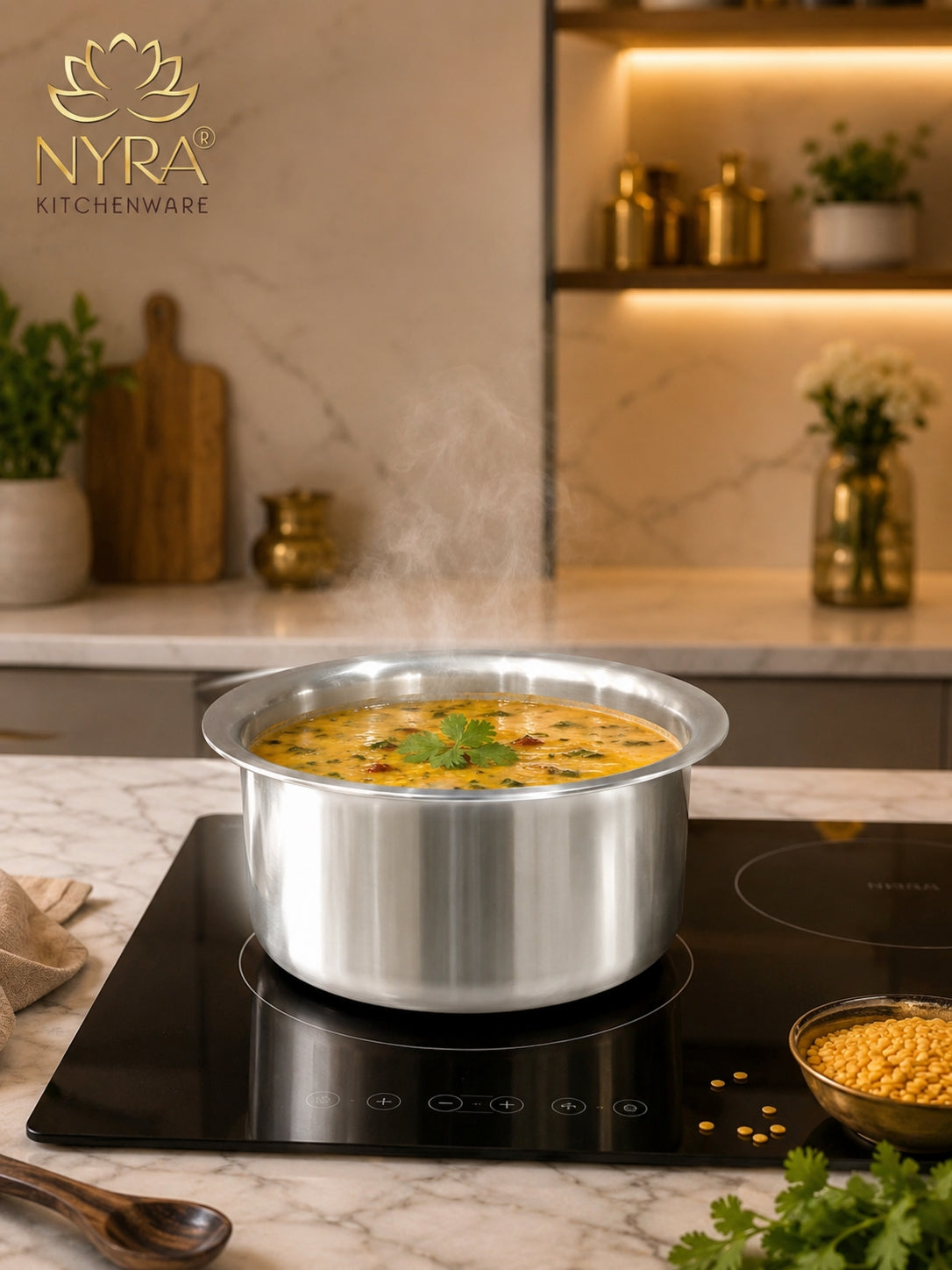 Premium Aluminium Induction Base Tope/Bhagona - 5 Sizes