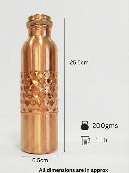 Pure Hammered Copper Water Bottle | Leak Proof, Eco-Friendly & Matte finish Tamba Drinkware