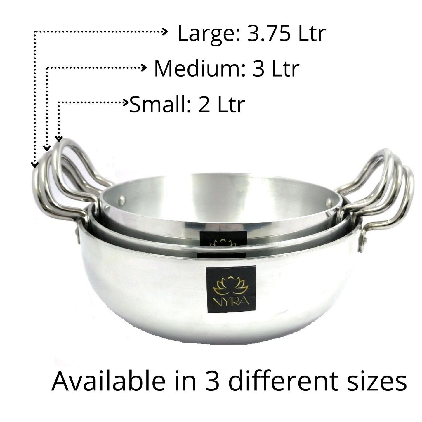 Traditional Aluminium Induction Base Kadhai - 3 Sizes