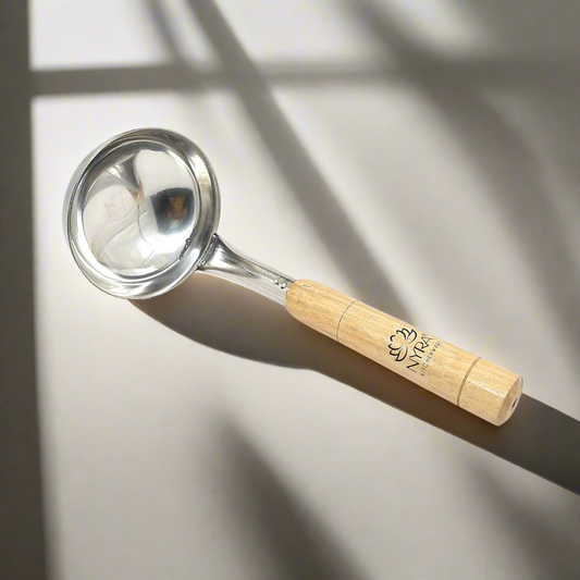 Stainless Steel Ladle with Wooden Handle – Premium Cooking & Serving Spoon
