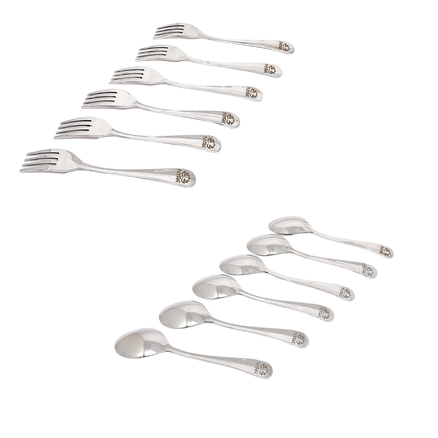 Cutlery Set of 12 Stainless Steel Spoons - 6 & Forks - 6 | 100% Food-Grade, Non Toxic, Anti-Rust, Dishwasher Safe |