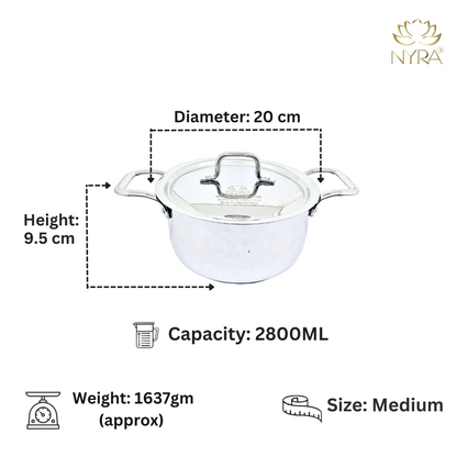 Triply Stainless Steel Saucepot/Bonton/Tope with Sturdy Handle and Lid –  Premium Quality Cookware - 2 Sizes