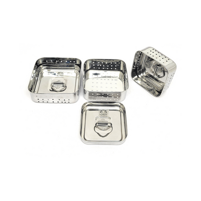 Stainless Steel Square Shaped Paneer Maker/Mould/Strainer Set of 3 Pcs with Top Press Lid