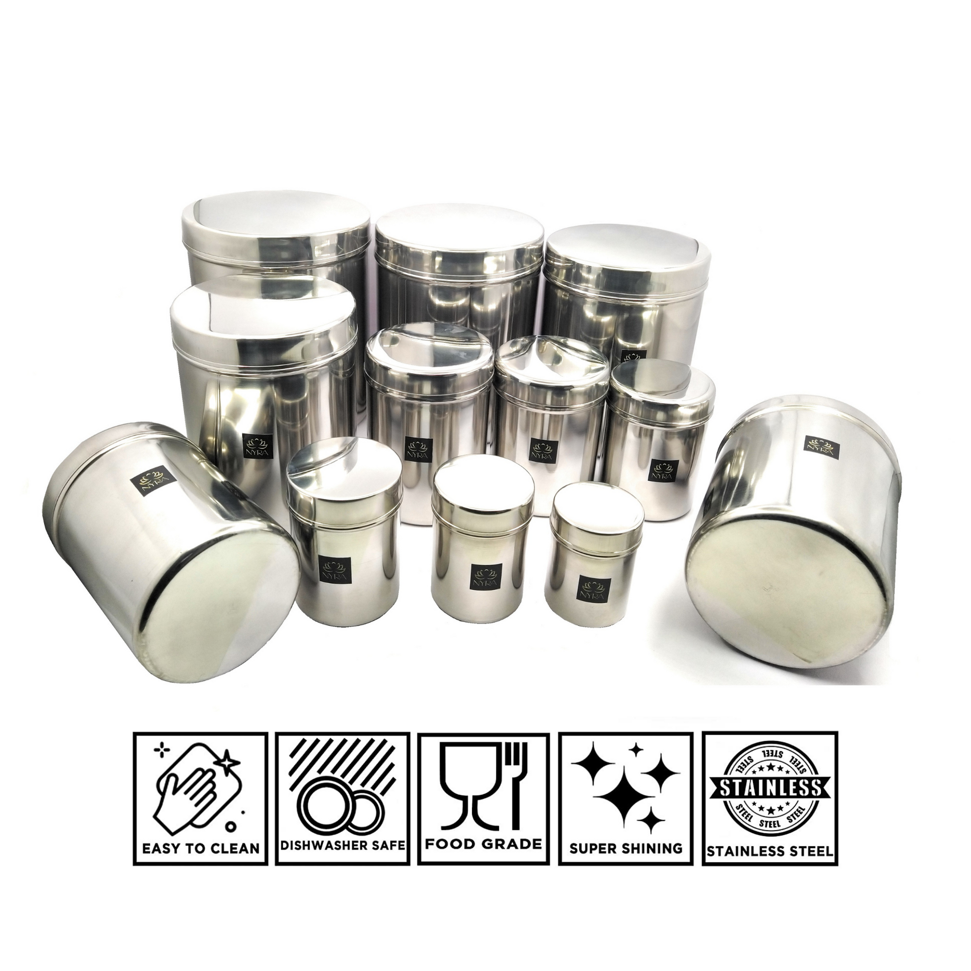 Stainless-Steel Cylindrical Shaped Deep Storage Box Containers