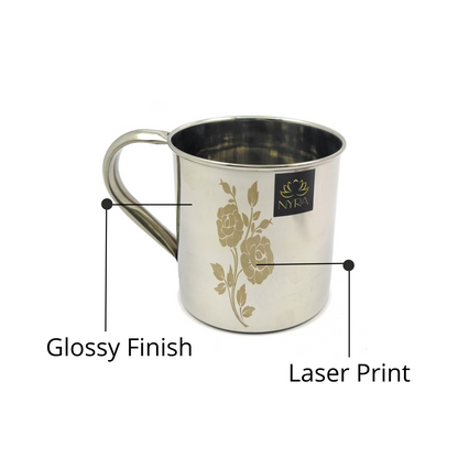 Stainless Steel Laser Printed Mug with Glossy Finish – Set of 3 Pcs