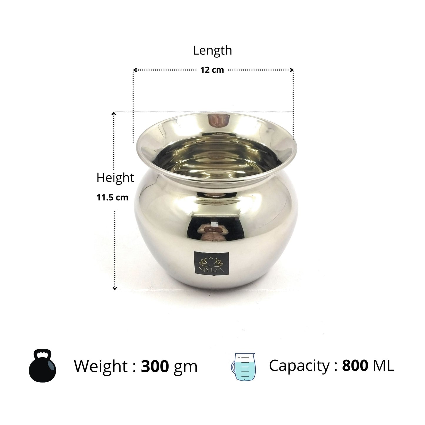 Stainless Steel Heavy Lota Gunj Kalash/Tumbler with Glossy Finish