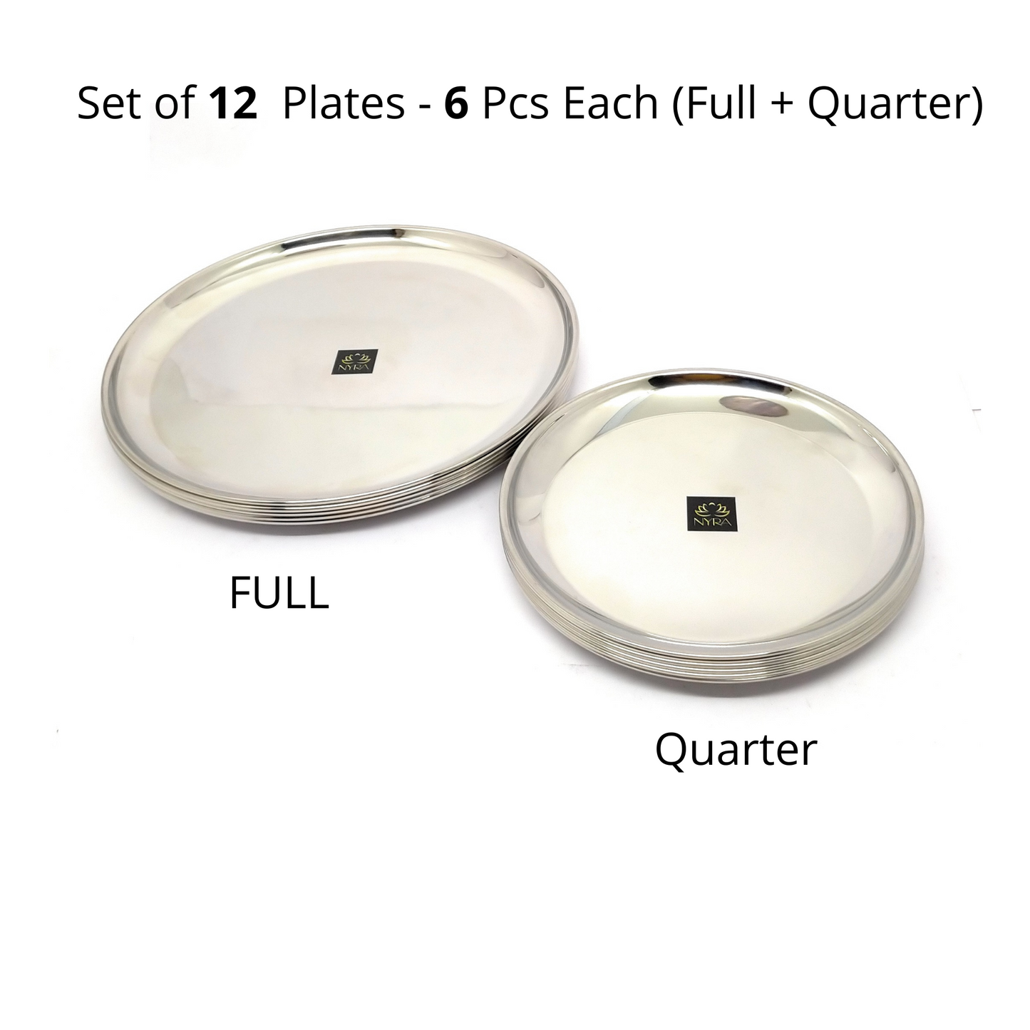 Stainless Steel Plates Heavy Gauge Steel Set of 12 Plates