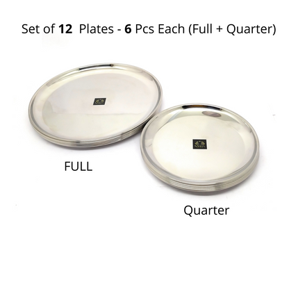 Stainless Steel Plates Heavy Gauge Steel Set of 12 Plates