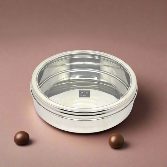Stainless Steel Storage-Box with See Through Lid | Glossy Finish - Multipurpose Storage Container
