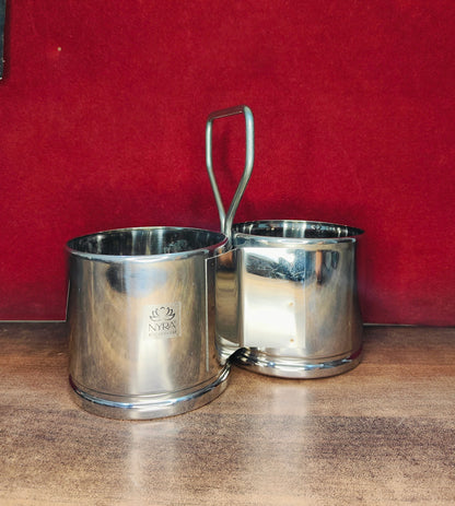 Stainless Steel Chougadha | Chaumukha Vegetable Holder with Handle – Premium 2, 3, 4 Container