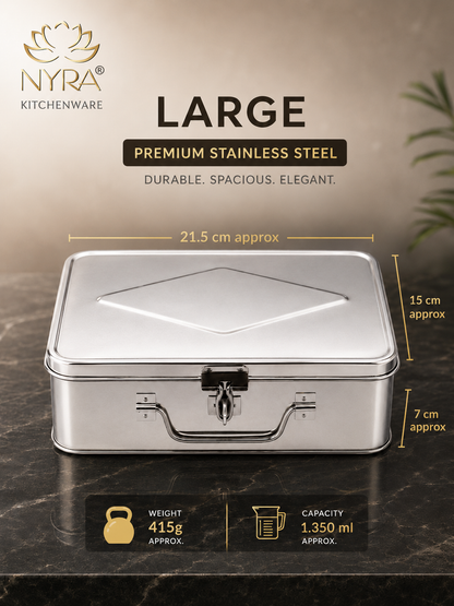 Stainless Steel Multi-Purpose Cash/Storage Box | Secure for Money, Jewelry & Documents