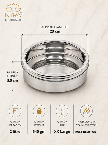Stainless Steel Storage-Box with See Through Lid | Glossy Finish - Multipurpose Storage Container