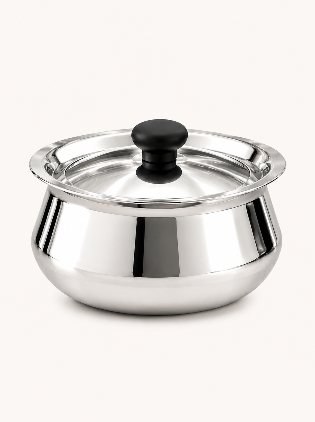Stainless Steel Pulao Handi with Lid and PVC Knob – Set of 3