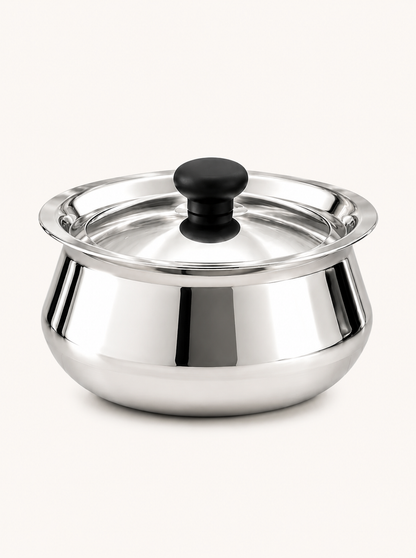 Stainless Steel Pulao Handi with Lid and PVC Knob – Set of 3