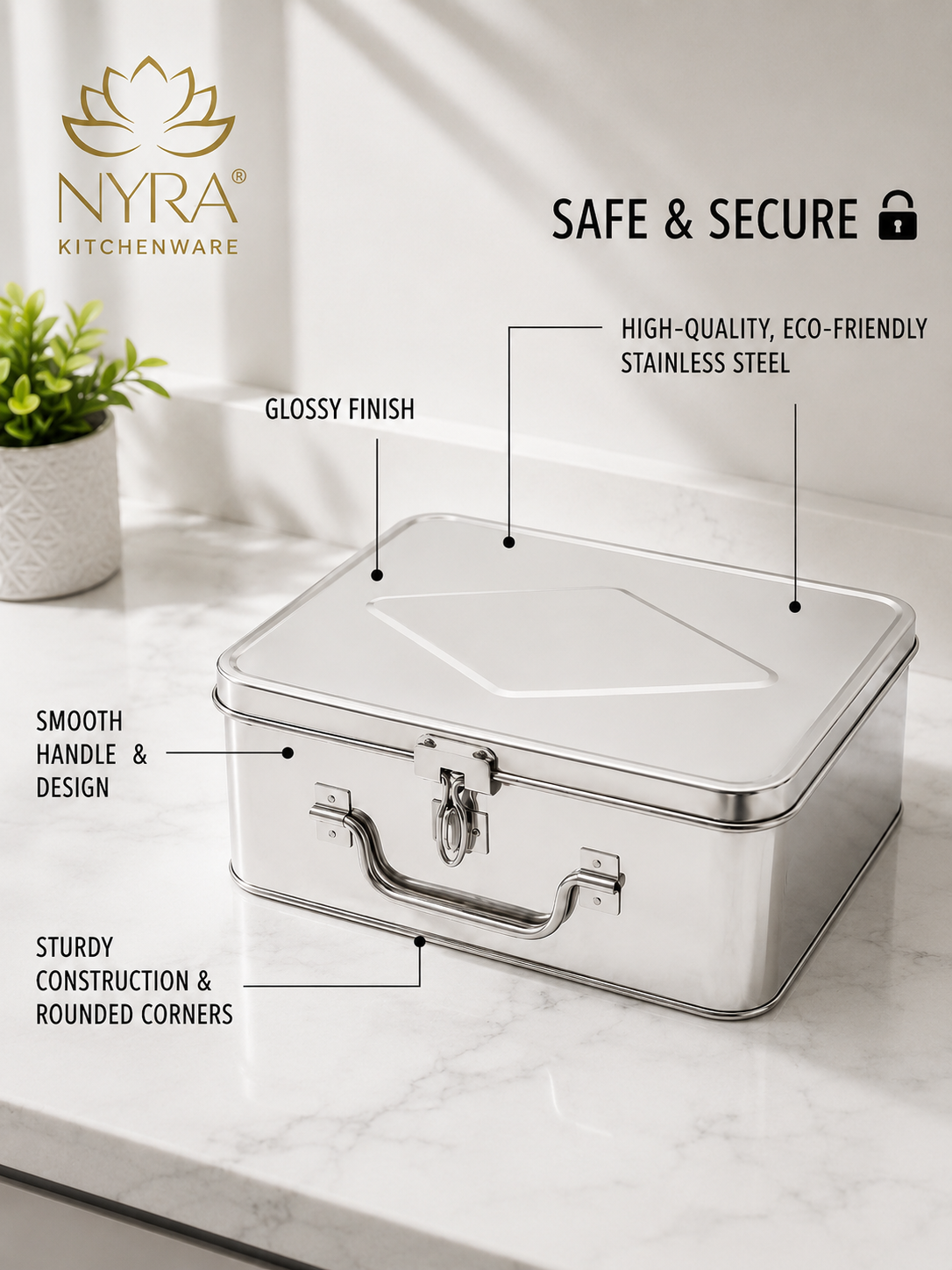 Stainless Steel Multi-Purpose Cash/Storage Box | Secure for Money, Jewelry & Documents