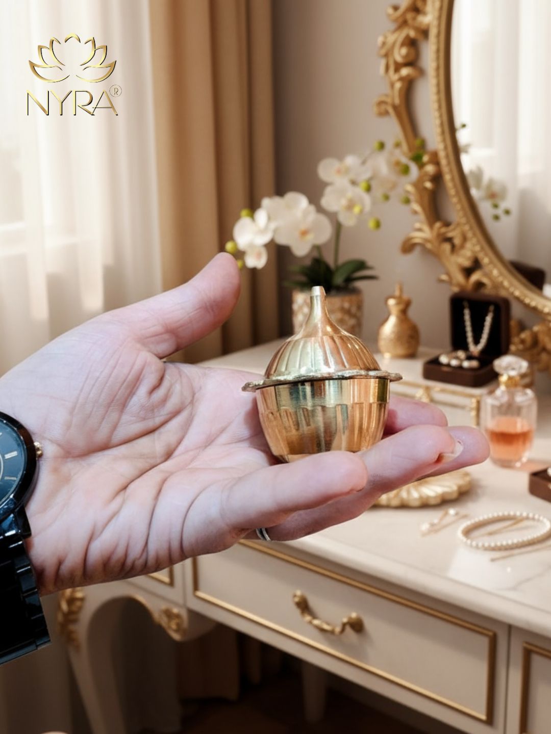 Traditional Brass Sindoor Dani/Kumkum Box | Handmade Brass Sindoor Holder