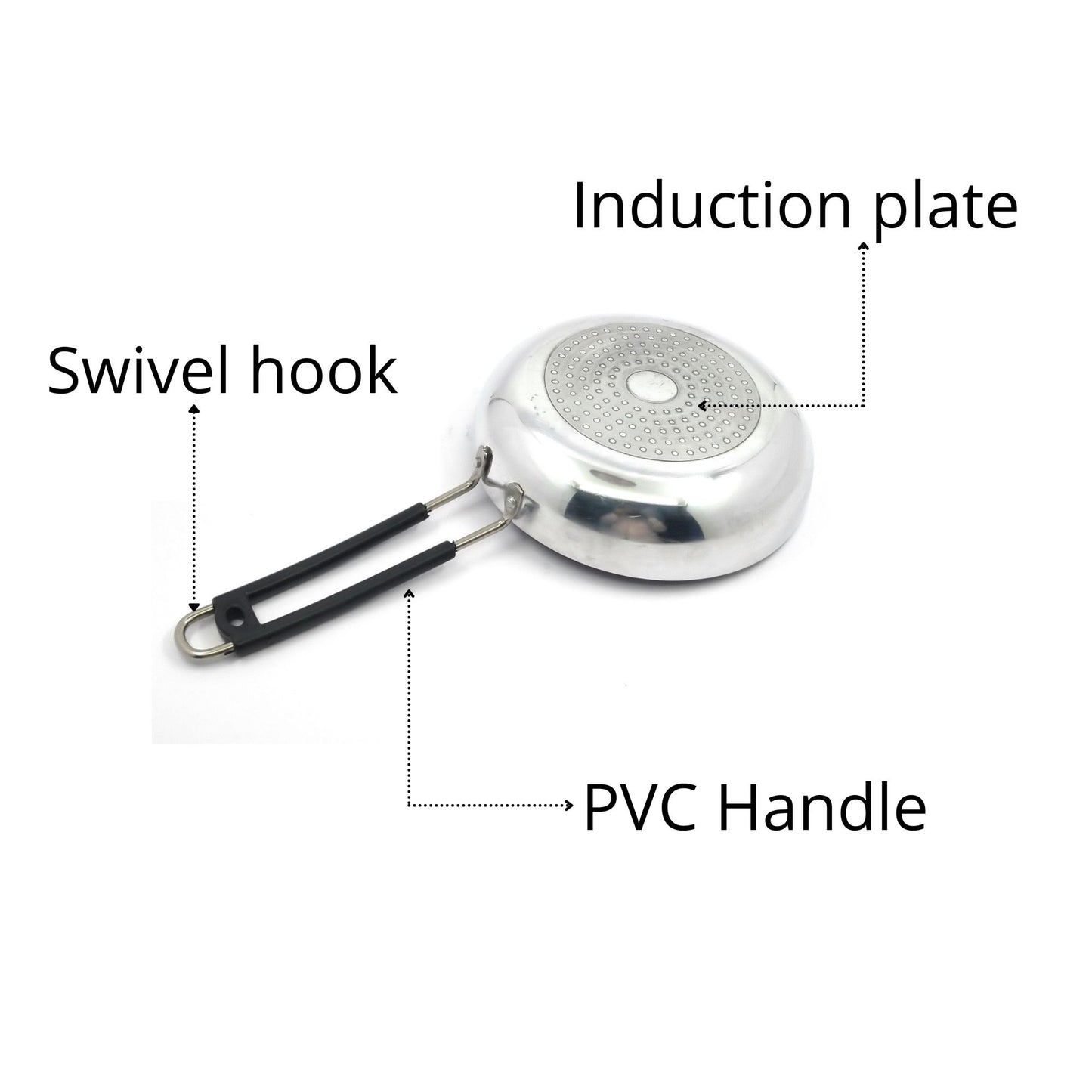 Aluminum Induction Fry Pan with Stainless-steel lid & Riveted PVC handle