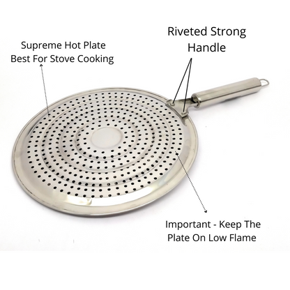 Stainless Steel Multi-Purpose Round Roaster Plate | Chapatti & Toast Grill | Gas Stove Barbeque Pan