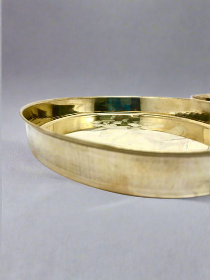 Traditional Brass Thali/Plate with Floral Design | Peetal Bhojan Thali for Pooja & Daily Use
