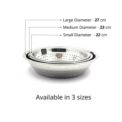 Stainless Steel Strainer | Chawal Chalni | Available in 3 sizes