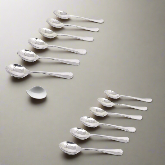 Stainless Steel Set of 12 Spoons | Food-Grade Dinner Spoon  for Home & Kitchen - Mirror Polished