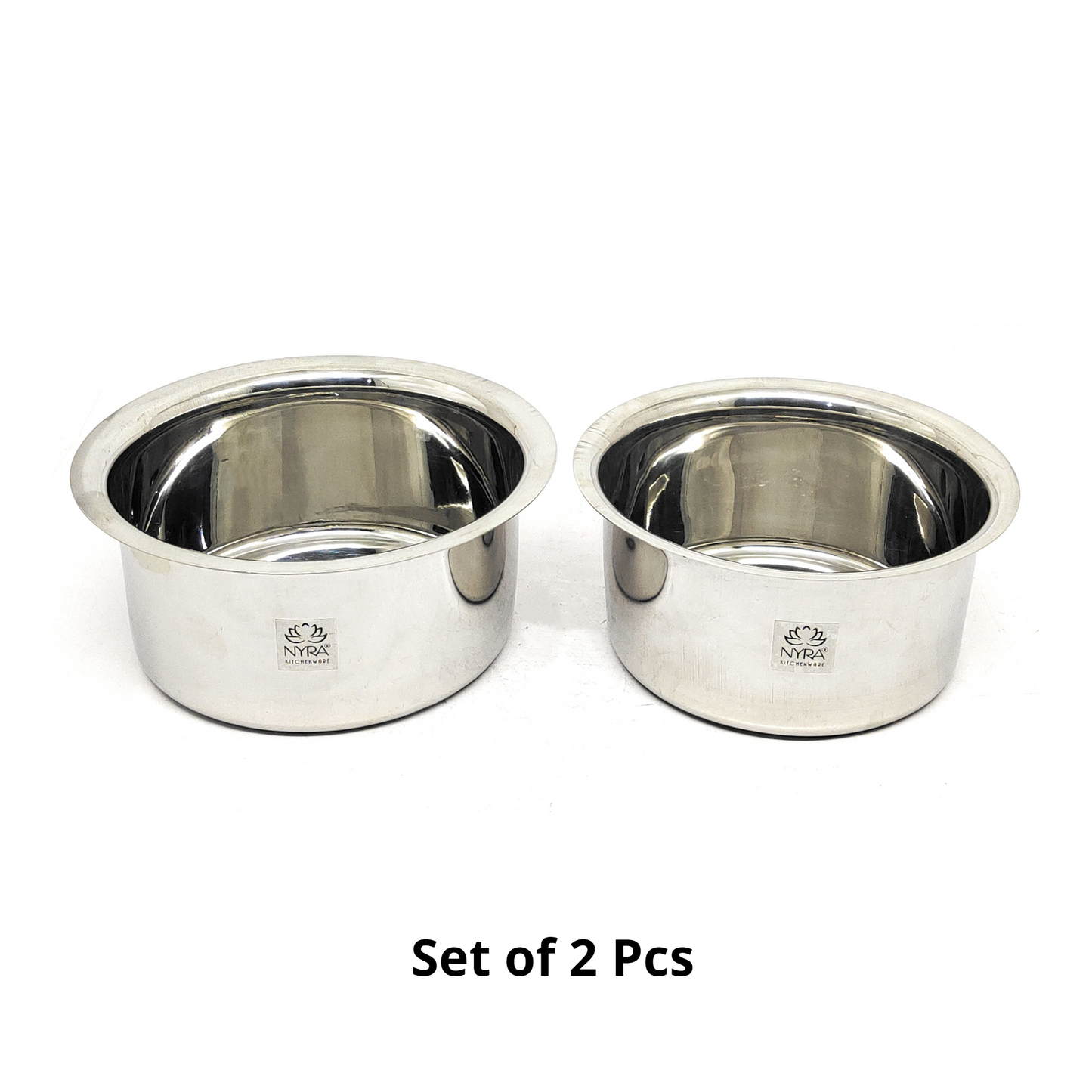 Stainless Steel Tope Set of 2 Pcs (1.6 Ltr & 2 Ltr) | Induction Compatible Patila | Heavy Gauge Flat Bottom Boiling Vessel | Cooking Pot Bhagona Set |