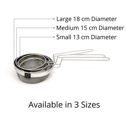 Stainless Steel Deep Fryer Strainer with Fine Mesh & Wire Handle - Kitchen Essential