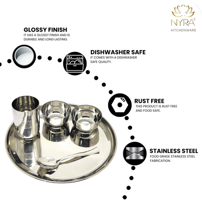 Stainless Steel Premium Thali/Dinner Set of 7-Pieces