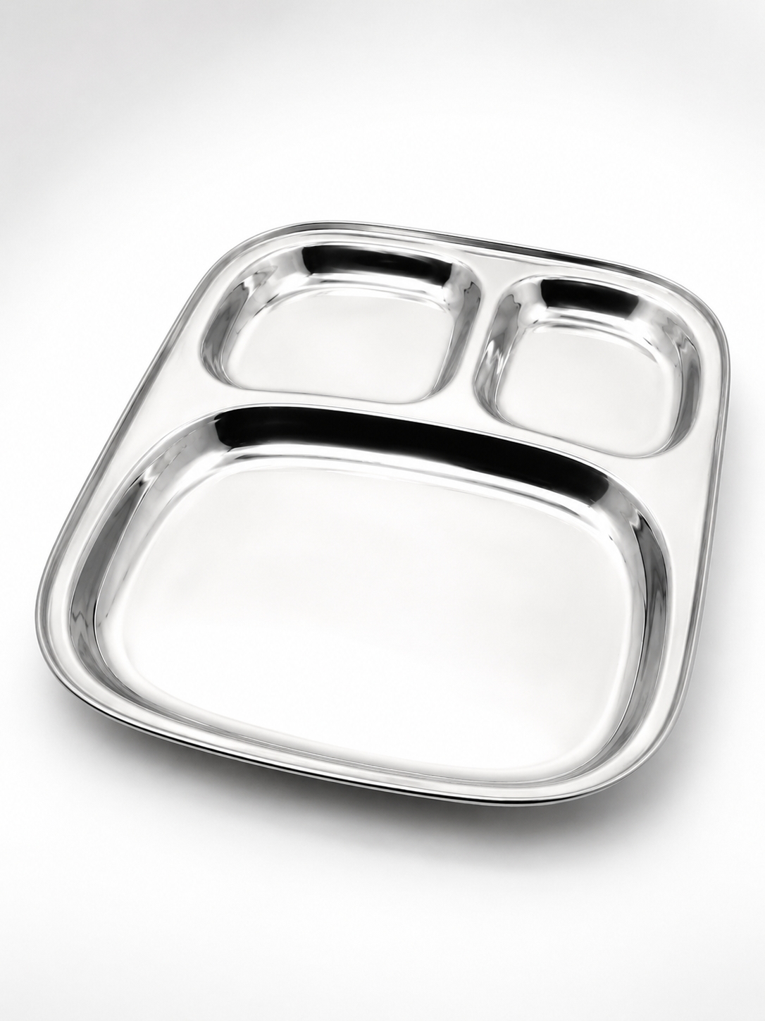 Stainless Steel Three Sectioned Plates | 3 in 1 Compartment Dinner Plate