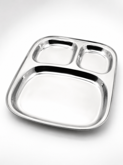 Stainless Steel Three Sectioned Plates | 3 in 1 Compartment Dinner Plate