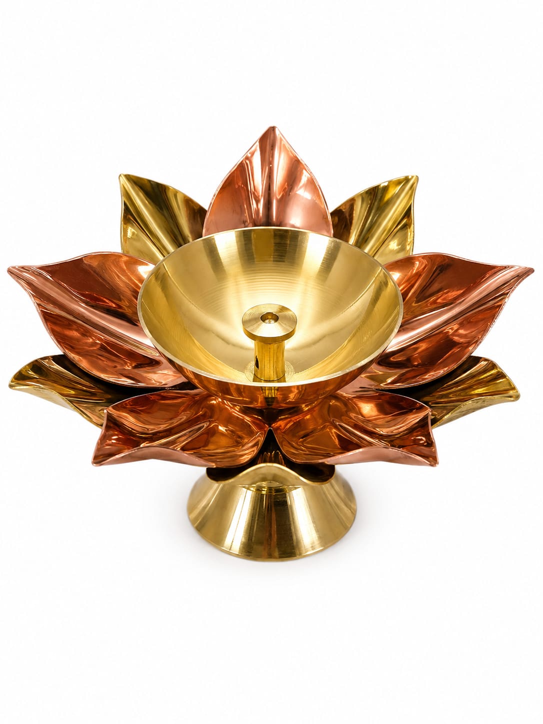 Brass Lotus Kamal Diya | Premium Handmade Akhand Oil Lamp - Pooja Brass Diya Stand