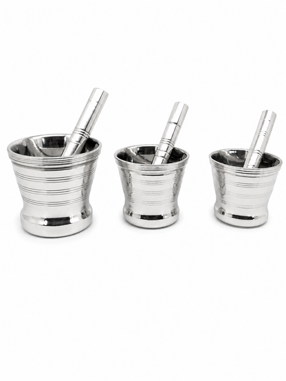 Premium Stainless Steel Mortar & Pestle Set/Khalbatta/Imam Dasta - 3 sizes