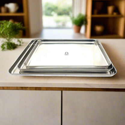 Stainless Steel Glossy-finish Serving Trays - Ideal for Cakes, Pastries, Muffins, Sweets and Snacks