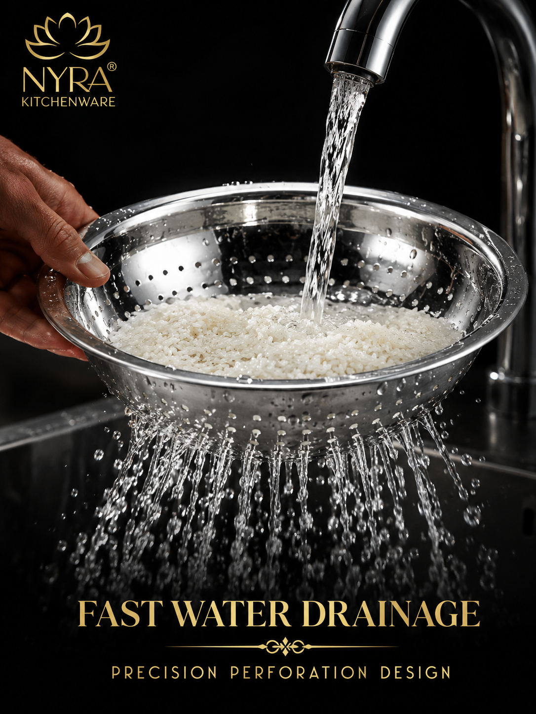 Stainless Steel Strainer & Colanders | Premium Colander/Chawal/Poha Chalni - 3 sizes