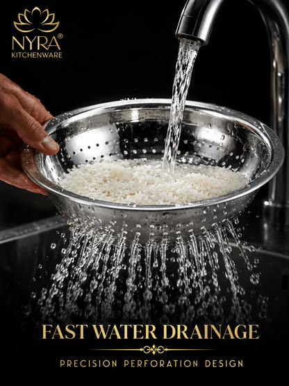 Stainless Steel Strainer & Colanders | Premium Colander/Chawal/Poha Chalni - 3 sizes