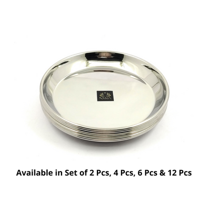 Stainless Steel Quarter Side Plates with glossy outer finish Set for Snacks/Breakfast