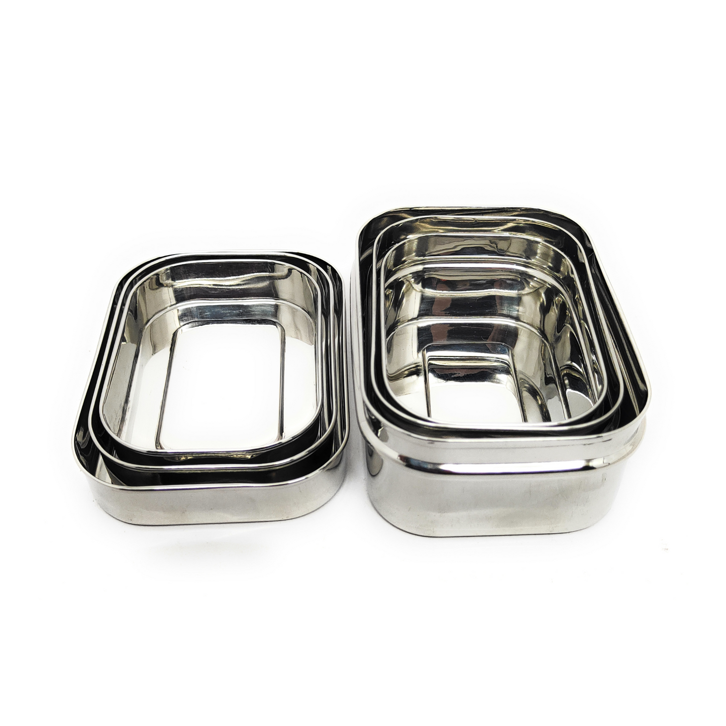 Stainless Steel Mini Rectangle Storage Box/Containers With Lid – Set of 3 Pcs