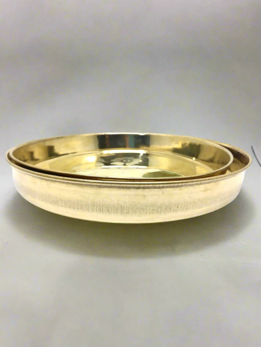 Traditional Brass Thali/Plate with Floral Design | Peetal Bhojan Thali for Pooja & Daily Use