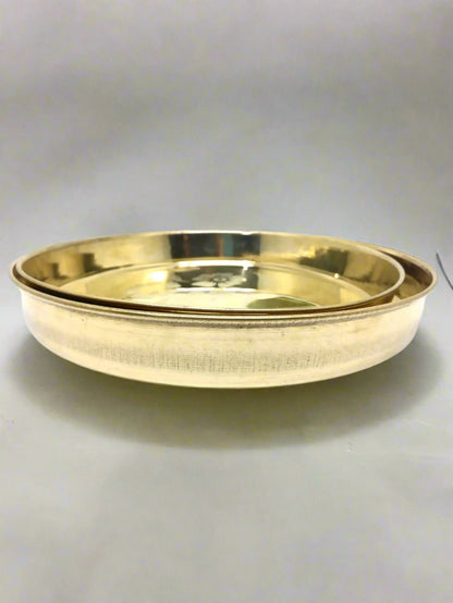 Traditional Brass Thali/Plate with Floral Design | Peetal Bhojan Thali for Pooja & Daily Use