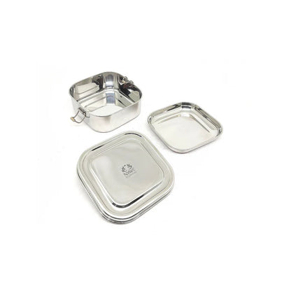 Stainless steel Double Decker tiffin box | Square Shaped with clip lid | Airtight Leakproof