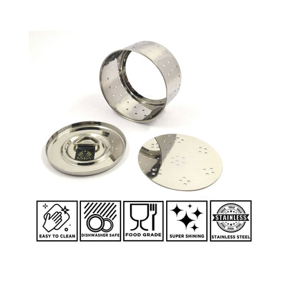 Stainless Steel Round Paneer Mould/Press – Set of 3 Pcs | Glossy Finish Food-Grade Mould for Homemade Paneer & Cheese