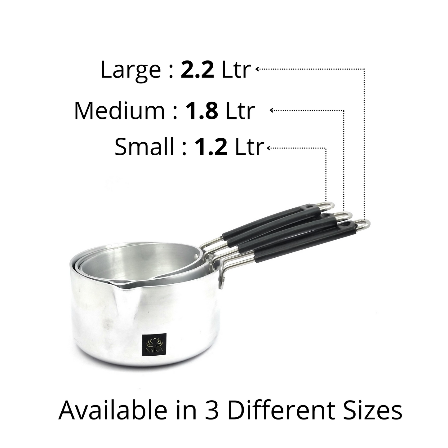 Aluminum Induction Sauce Pan with Steel Lid, Riveted PVC Handle & Swivel Hook