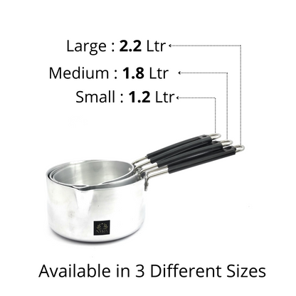 Aluminum Induction Sauce Pan with Steel Lid, Riveted PVC Handle & Swivel Hook