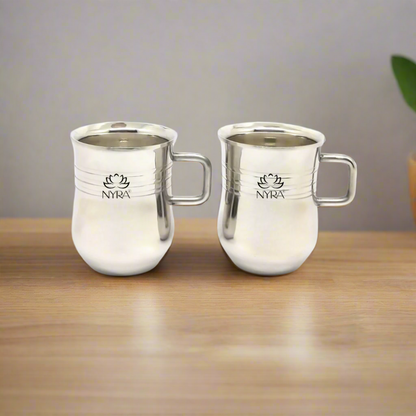 Stainless Steel Tea & Coffee Mugs | Glossy Finish/Ring Design Cup Set