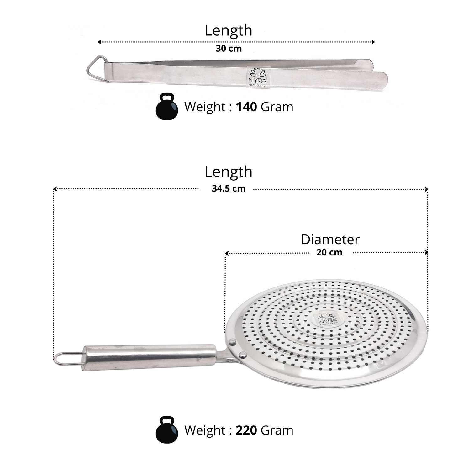 Stainless Steel Roaster with tong for roasting paneer,chapati etc